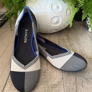 Rothy's Black and Cream Flats